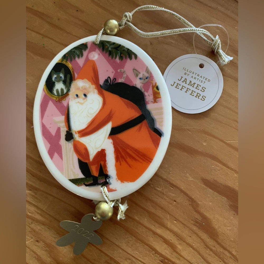 Wondershop James Jeffers Ceramic Keepsake Christmas Ornament Santa Claus & Cats